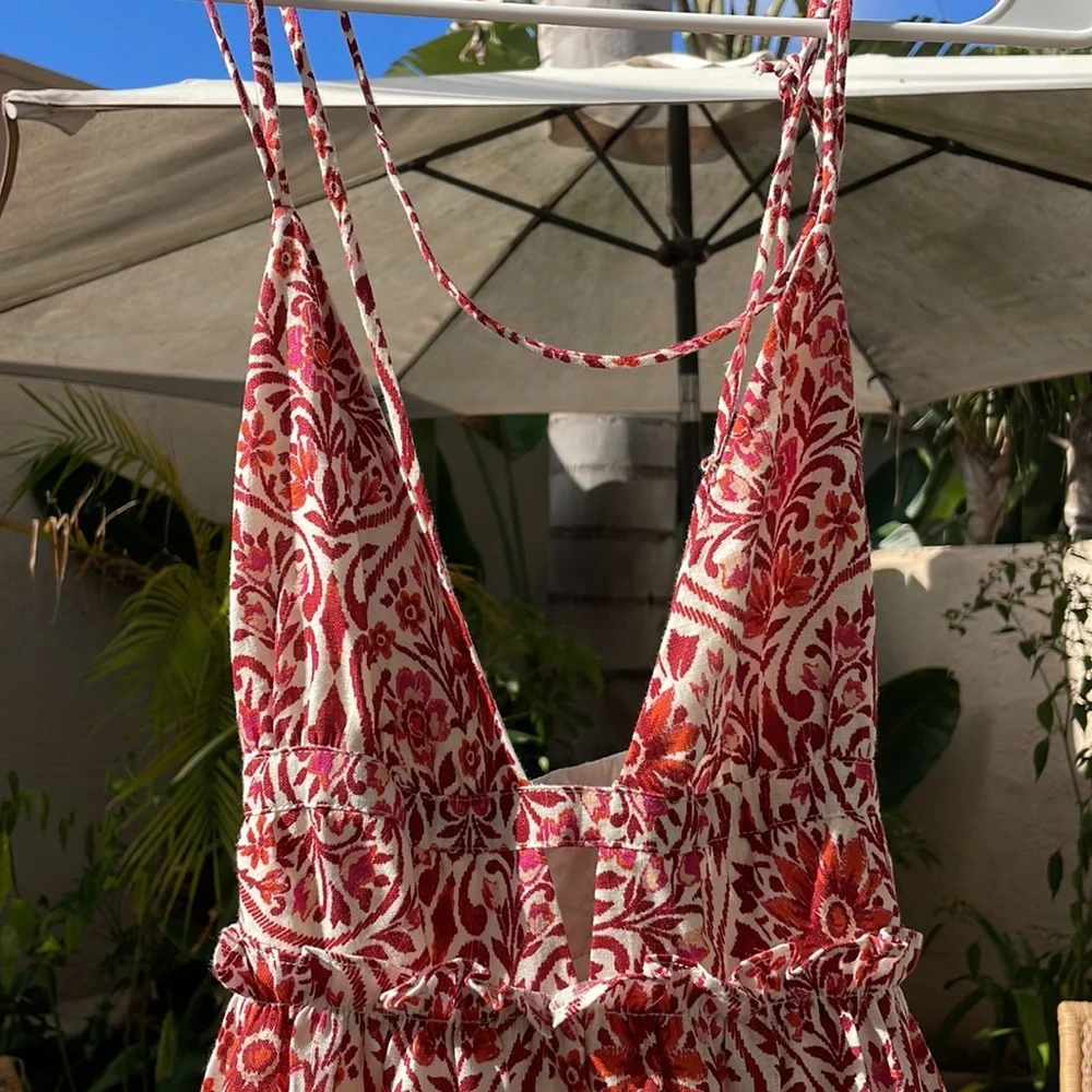 Cami NYC Red and White Printed Maxi Dress - Picture 5 of 9